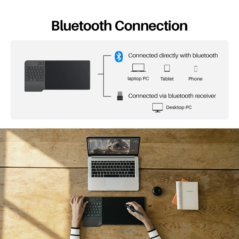 Imagem -05 - Huion Inspiroy Keydial Kd200 Tablet Caneta sem Bateria Gráficos sem Fio Placa de Desenho Digital com Teclado Mesa Digitalizadora