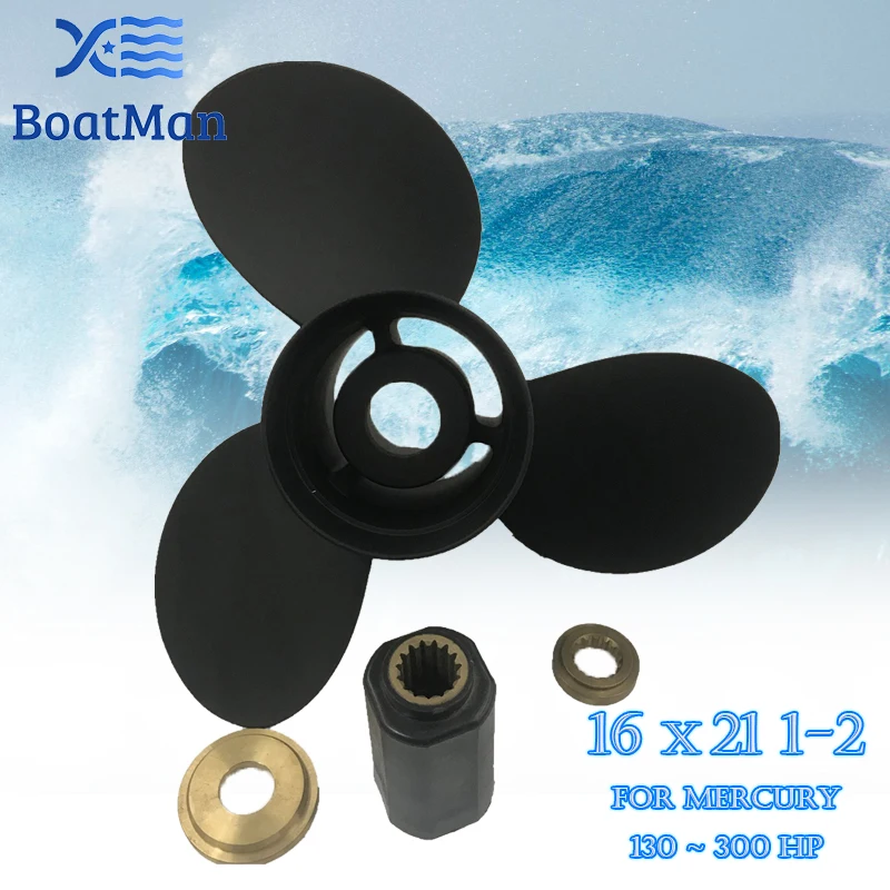 BoatMan® 16x21 1/2 Propeller for Mercury Outboard Motor 90HP 115HP 135HP 175HP 225HP 300HP 400HP 15 Splines  Aluminum Boat Parts