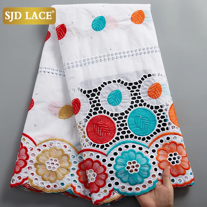 SJD LACE Clearance Style Swiss Voile Lace In Switzerland 2024 100% Cotton Embroidery African Lace Fabric Materials Sewing A2486