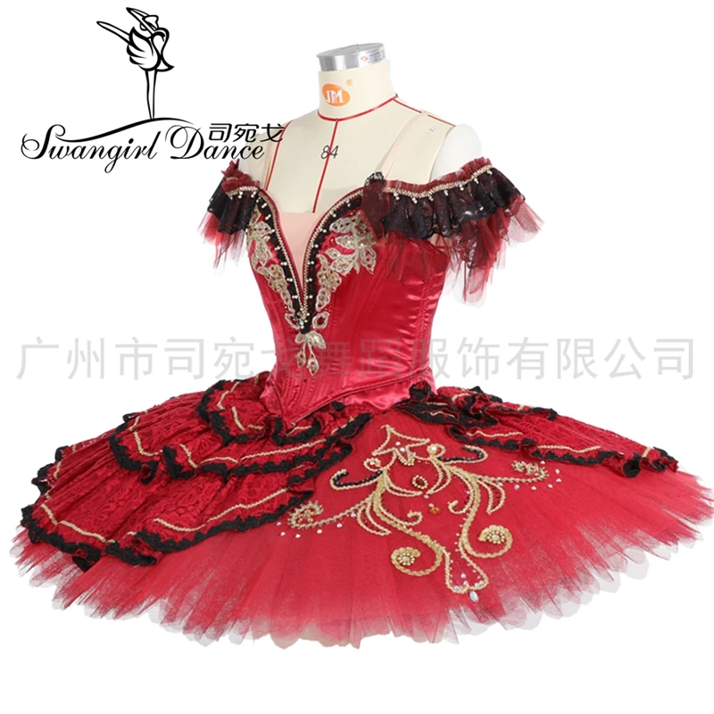 Black red Don Quixote Ballet Competition costumes for adults Professional Pancake Ballet Stage Cosutmes Tutus BT2058