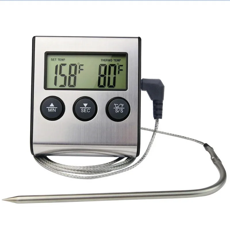 

Digital Kitchen Thermometer LCD Display Long Probe for Grill Oven Food Meat Cooking Alarm Timer Measuring Tools