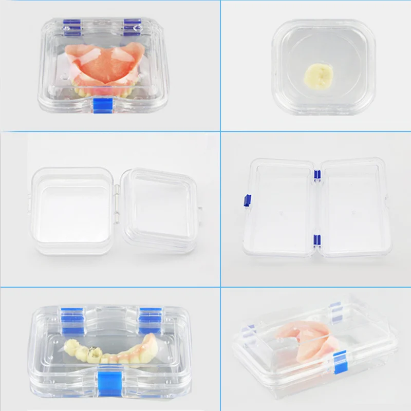 5pcs Dental Membrane Tooth Storage Box with Film Denture Orthodontic Retainer Portable Molar Braces Box Big Small Plastic