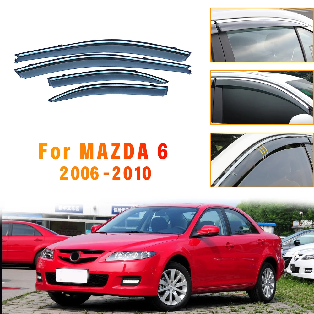 For Mazda 6 2006 2007 2008 2009 2010 4PC Car Styling Smoke Window Sun Rain exterior visor Deflectors Guard Accessories