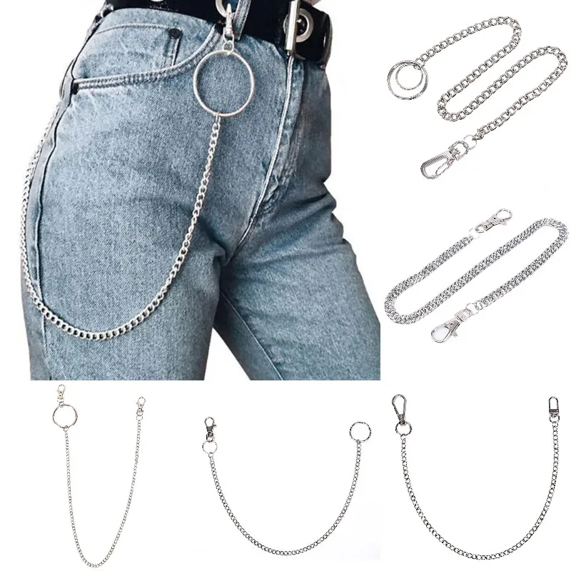 

1PCS 38cm Metal Wallet Belt Chain Rock Punk Trousers Hipster Pant Jean Keychain Silver Ring Clip Keyring Men's HipHop Jewelry