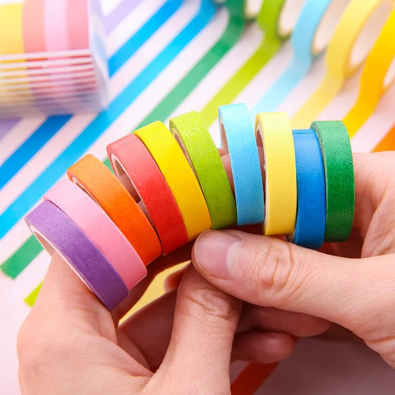 (10 pieces/lot)DIY Rainbow Washi Tape Masking Tape Self Adhesive Tape Scrapbooking Decorative Scrapbook Tape Gift