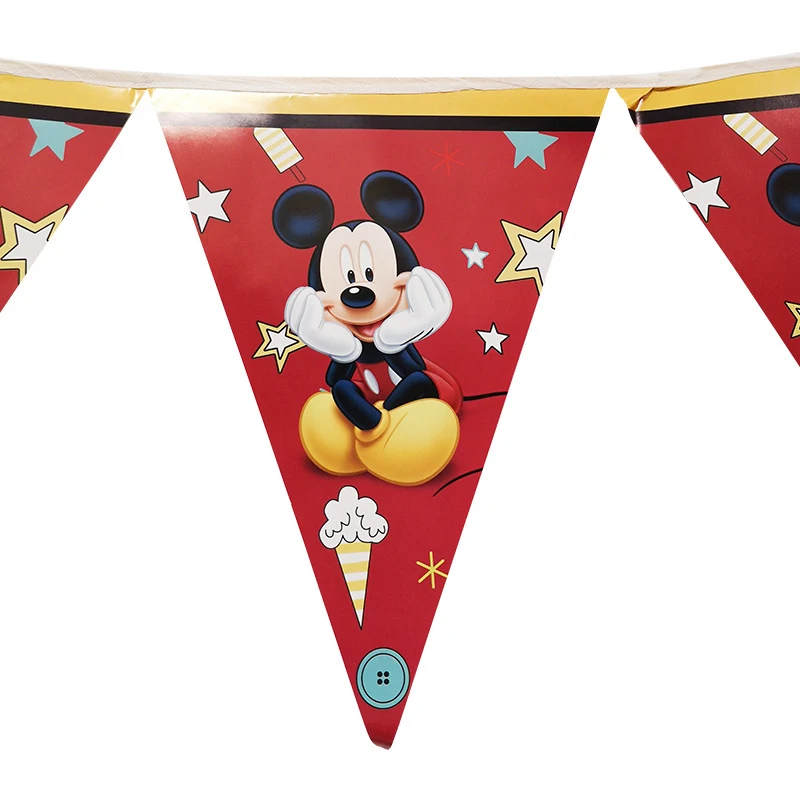 Mickey Mouse Children's Theme Birthday Party Arrangement Decorative Paper Cup Draw Flag Tablecloth Disposable Party Supplies