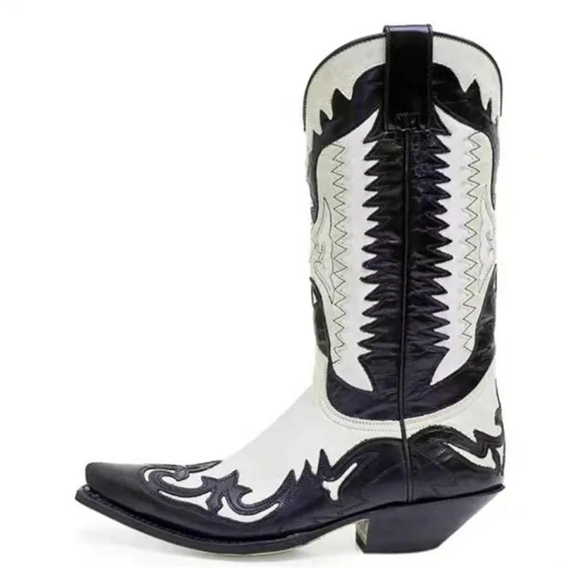 2021 men\'s new style men\'s boots fashion leather cowboy boots mid-heel motorcycle boots casual high-quality men\'s boots 38-48