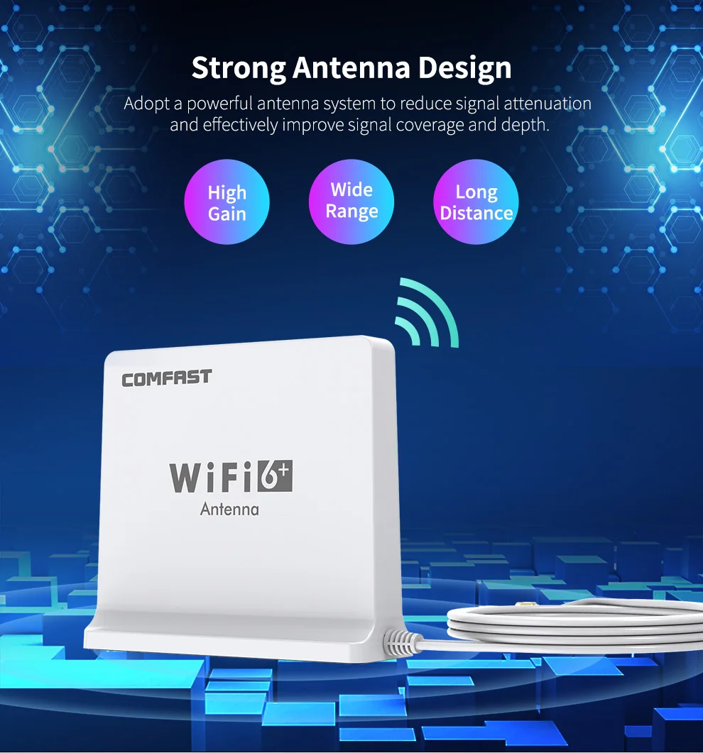 WiFi6 Dual Band Omnidirectional High Gain Extension Antenna magnetic base with1.5M extension cable for WiFi router PCI-E adapter