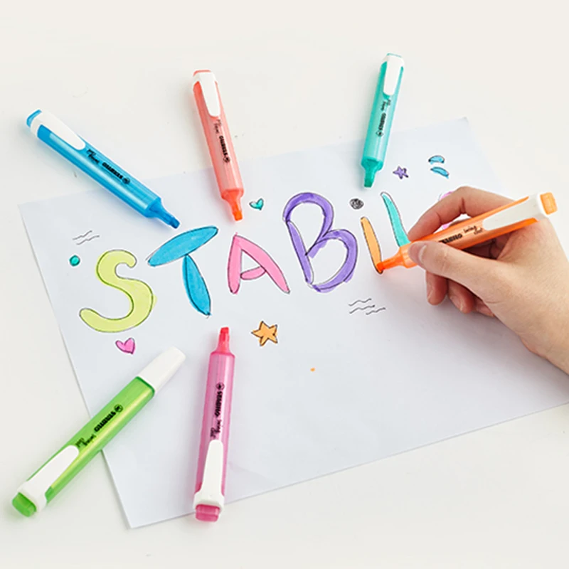 Stabilo 275 Cool Highlighter Color Marker Pen Note Stationery Safety and Environmental Protection Macaron 15 Colors Optional