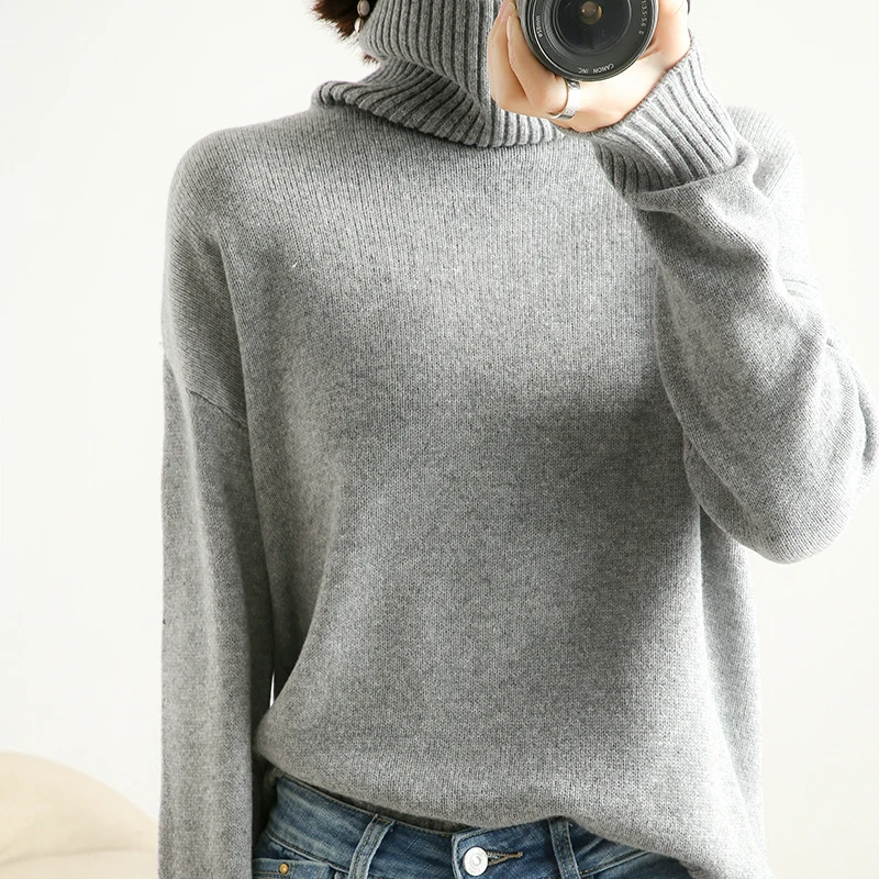 autumn and winter high collar cashmere sweater women\'s clothes thickened loose pullover 2020 new fashion knitted wool sweater