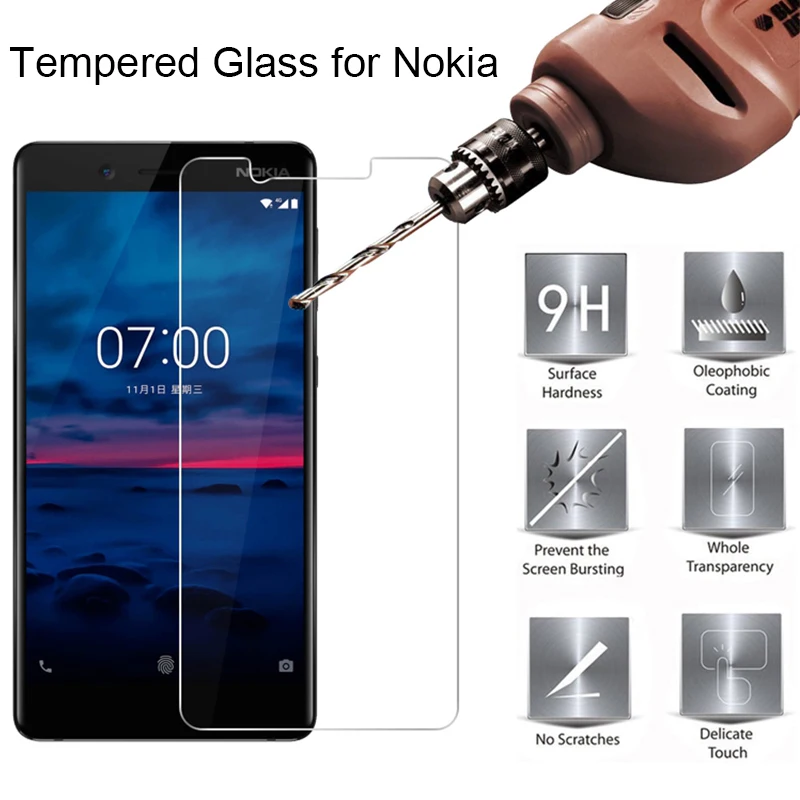 Protective Screen Protector Phone Film for Nokia 5.1 Plus 1 2 3 9H HD Clear Explosionproof Tempered Glass for Nokia 3.1 5 4 2018