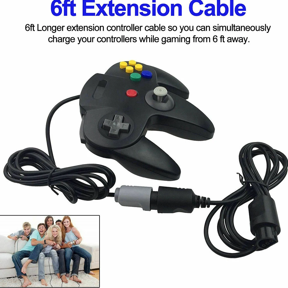 Controlador de datos de consola de juegos, adaptador portátil, Cable de extensión de línea Plug And Play de carga alargada para N64, 2 uds.