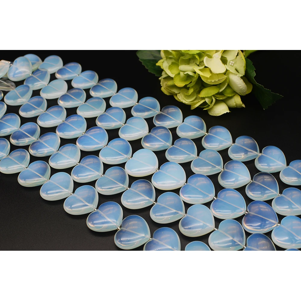 

30x30x10mm AAAAA Natural Smooth opal stone heart-shaped Stone Beads For DIY necklace bracelet jewelry make 15 "free delivery