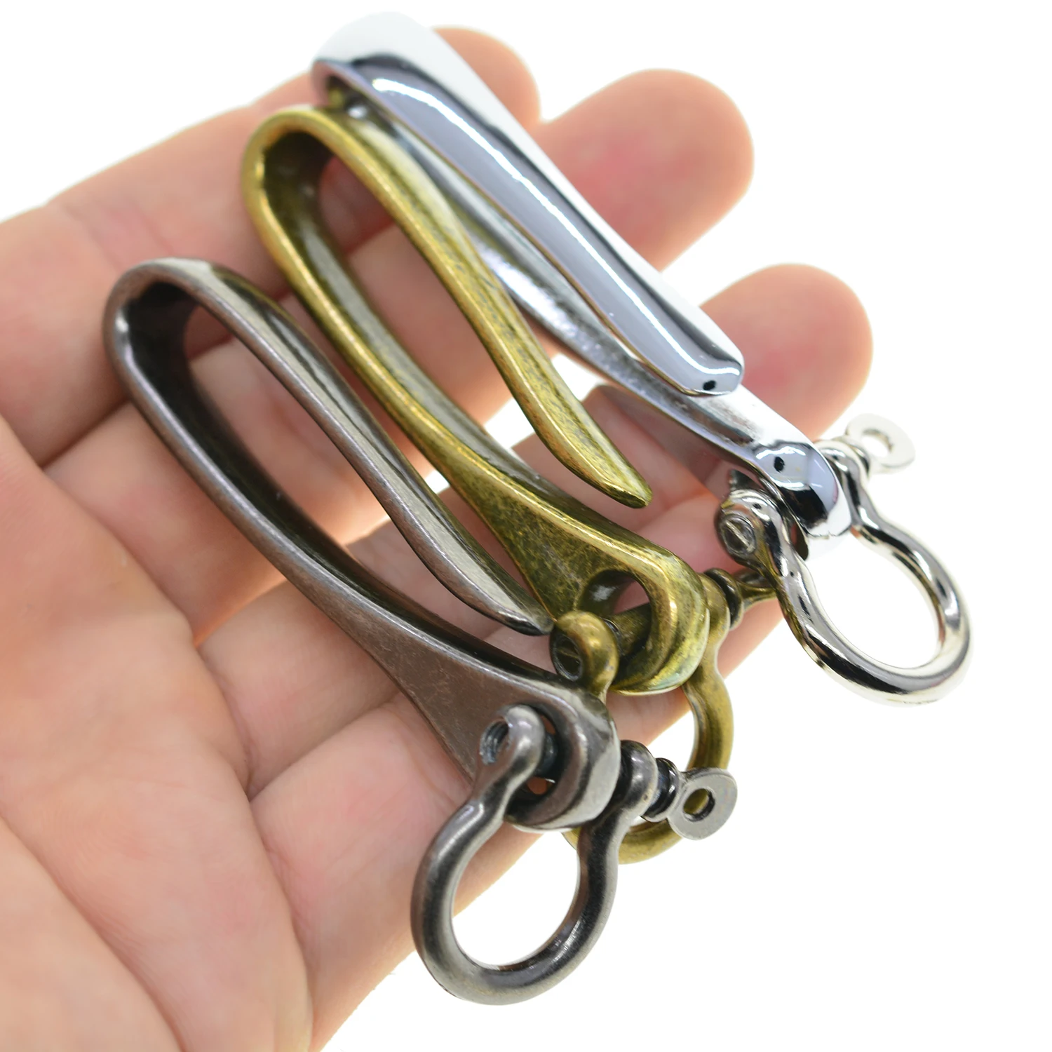 bronze gunmetal silver plated alloy   Japanese  U hook fishhook shackle keychain