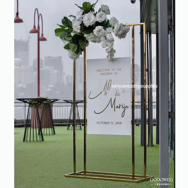 

2pcs)Tall new Customized Decorative Wedding Geometric Columns Pillars Tall Gold Metal Flower Stand Modern Centerpiece senyu2345