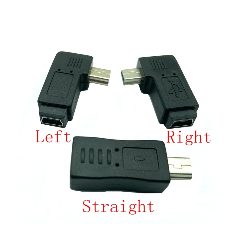 90 درجة USB صغير 5pin ذكر إلى أنثى مزامنة البيانات قابس مهايئ USB صغير موصل