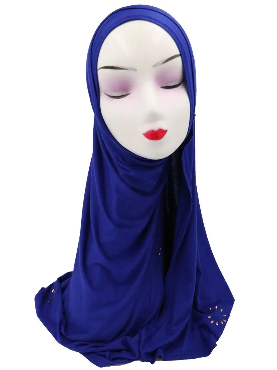 

Fashion Muslim Women Large Scarf Shawl Headscarf Rhinestones Scarves Islam Turban Headcover Head Wrap Full Cover Stole 170*70cm