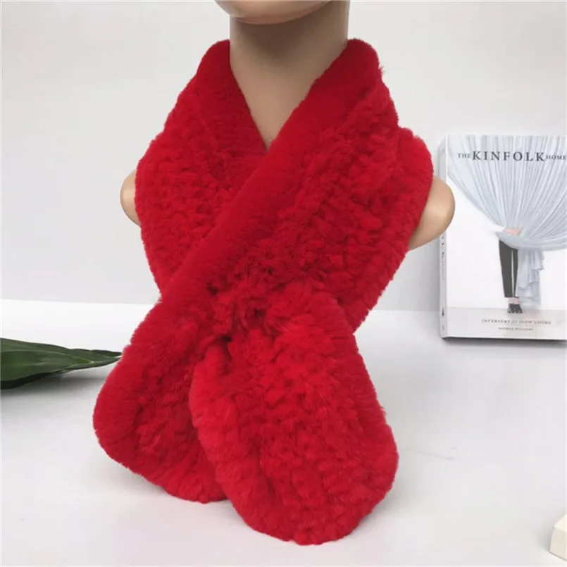 Winter Women 100% Natural Real Rex Rabbit Fur Scarf Natural Warm Fur Ring Muffler Lady High Quality S92