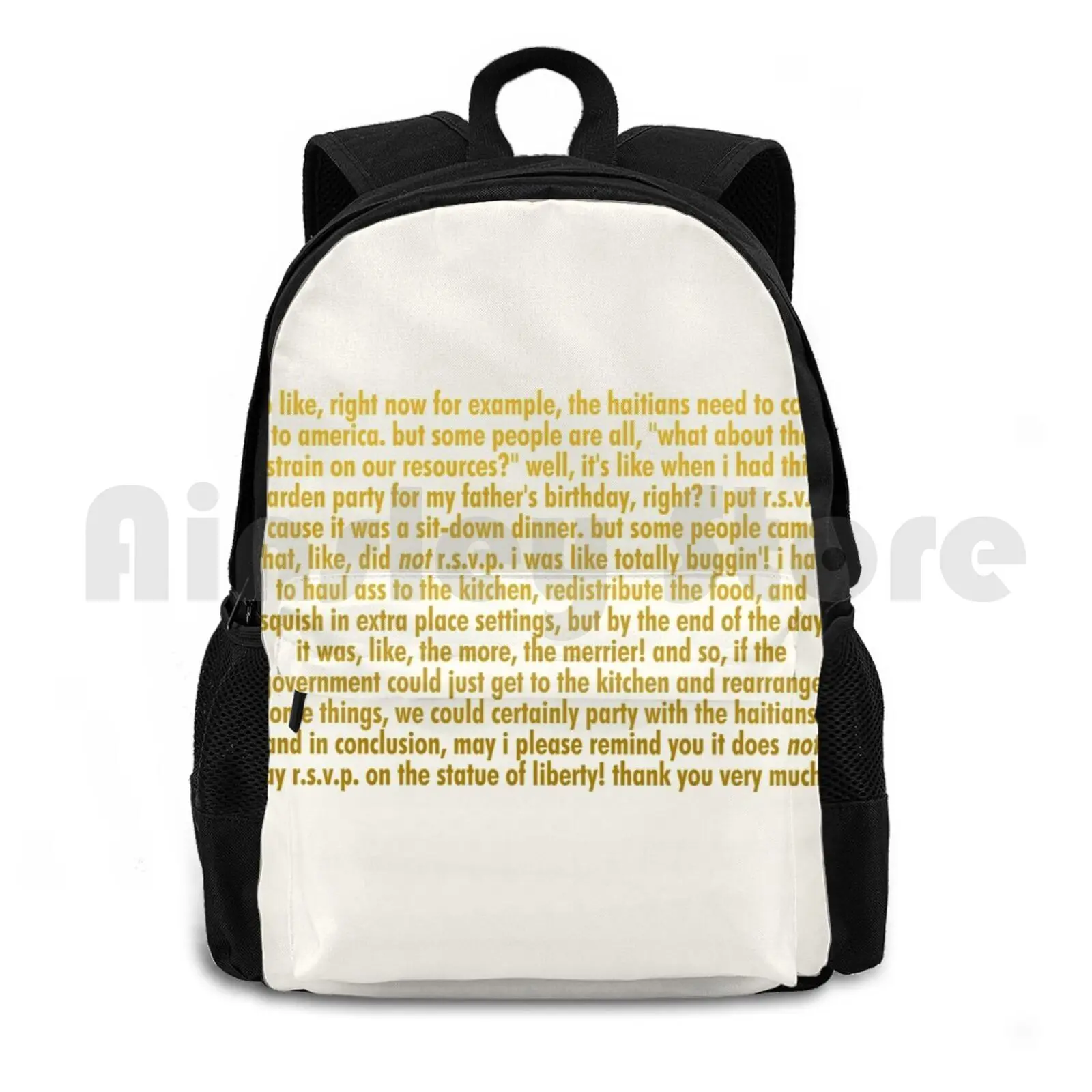 Clueless Quote-Cher's Haiti Speech Outdoor Hiking Backpack Waterproof Camping Travel Cher Cher Horowitz Clueless Alicia