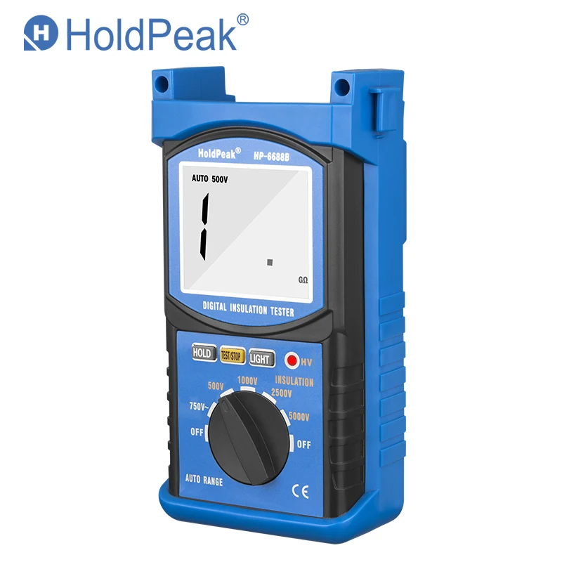 HoldPeak-probador Digital de resistencia de aislamiento, instrumento de medida de voltaje profesional, rango automático, portátil, HP-6688B, 5000V