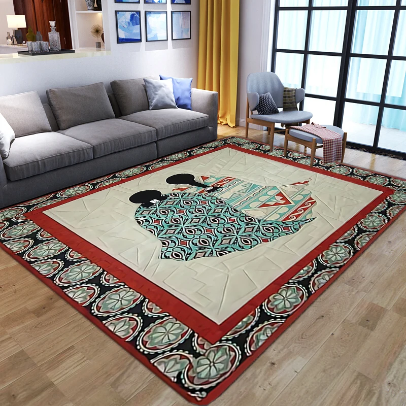 Women in national costume printed Carpets for Living Room Bedroom Child Play Rugs Classical Decor Carpet Home Hallway Floor Mats