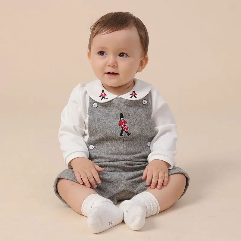 Winter New Baby Eid Clothes Baby Knitwear Newborn Embroidered Strappy Pants Set Boutique Kids Clothing Christmas Spanish Boys