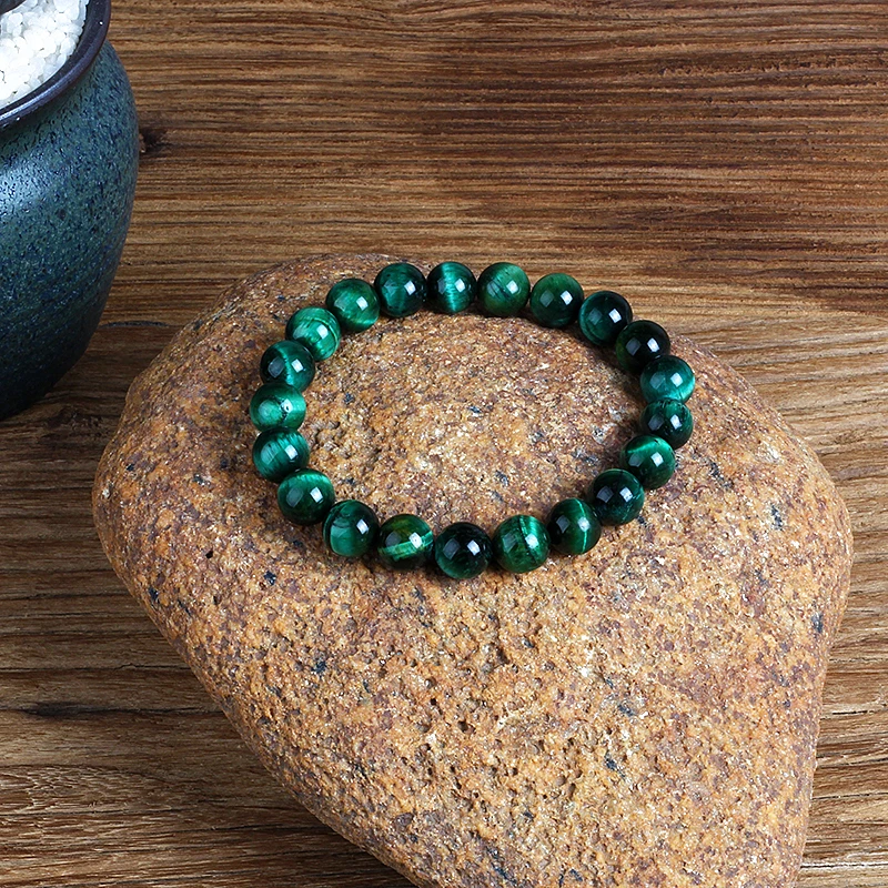 Lightning Royal Green Tiger Eye Bracelet Men 6-12mm Natural Energy Stone Beads Reiki Healing Bracelets for Women Jewelry Pulsera