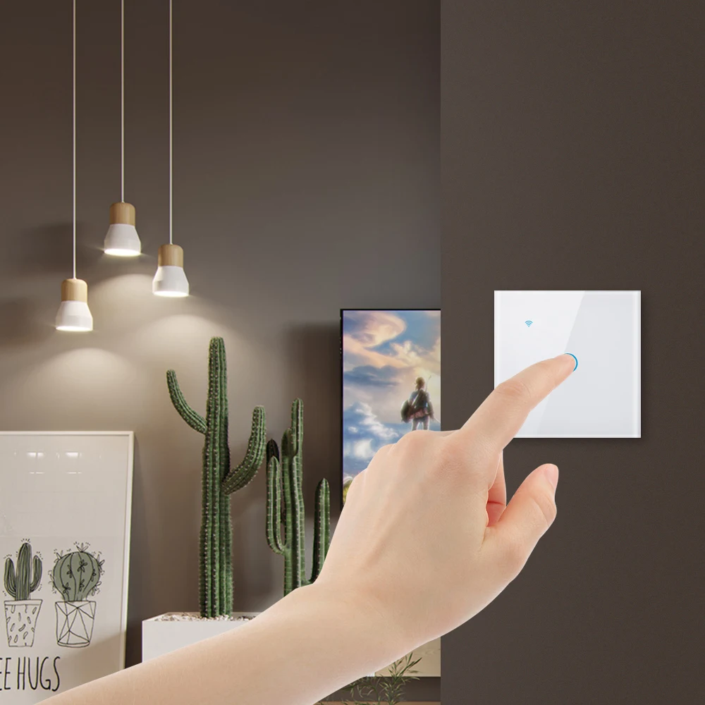 Tuya Zigbee Interruptor de Luz Inteligente, UE 1, 2, 3, 4 Gang, Wall Touch Screen, Fio Neutro, Funciona com Alexa, Google Home