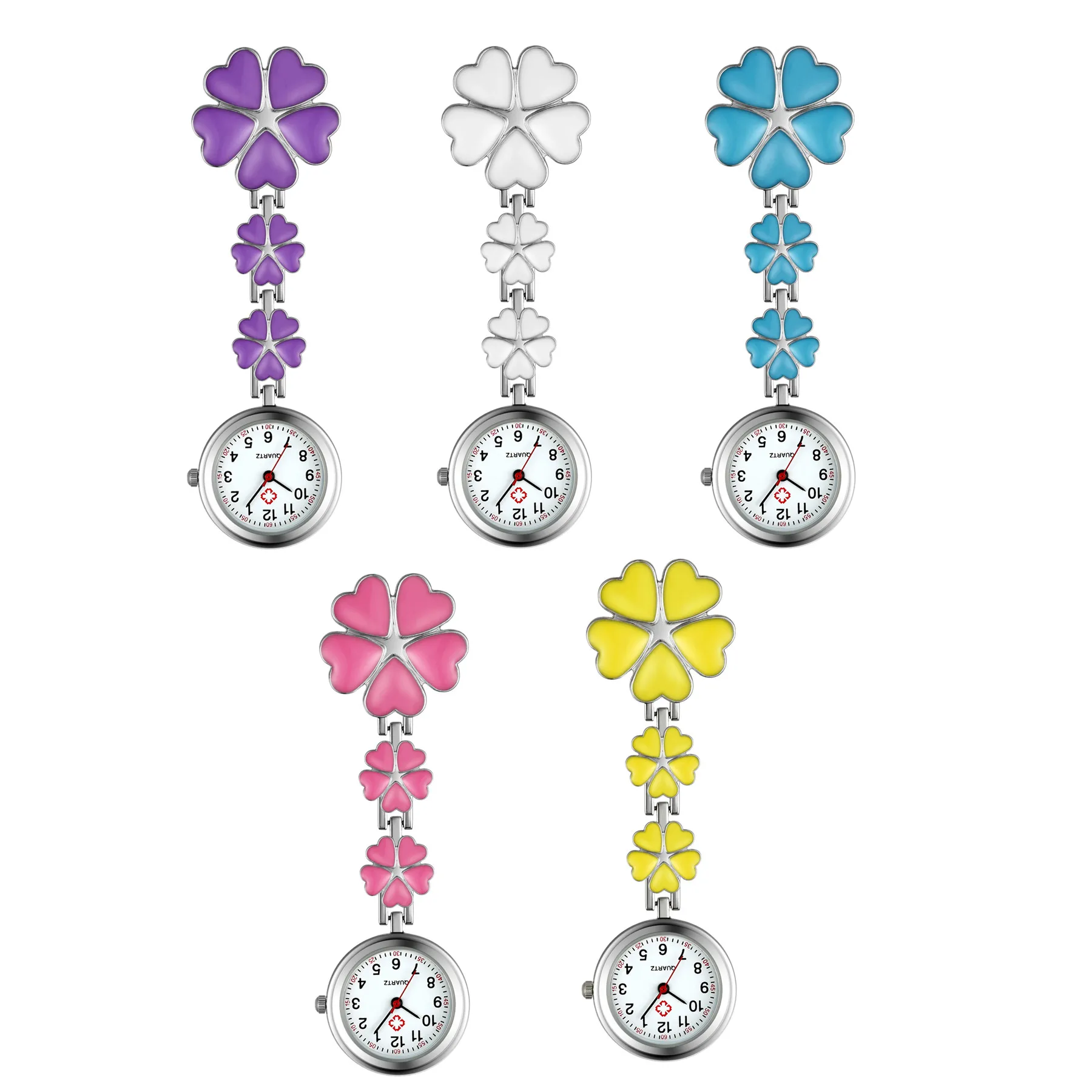 

LANCARDO Four Leaf Clover Nurse Watch Clip-on Fob Brooch Pendant Hanging Watch Pocket Watch Luminous Medical Doctor Nurse Watch