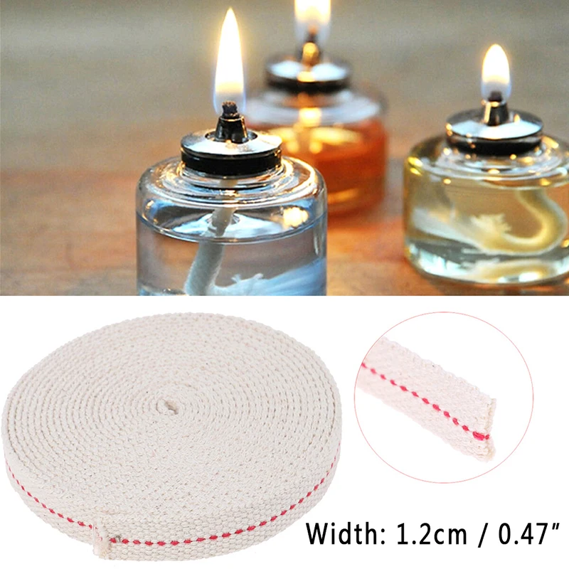 1.2cm*1.5m/Roll Oil Flat Cotton Wick for  Kerosene Burner Stove Lighting Lantern Oil Lamp Making