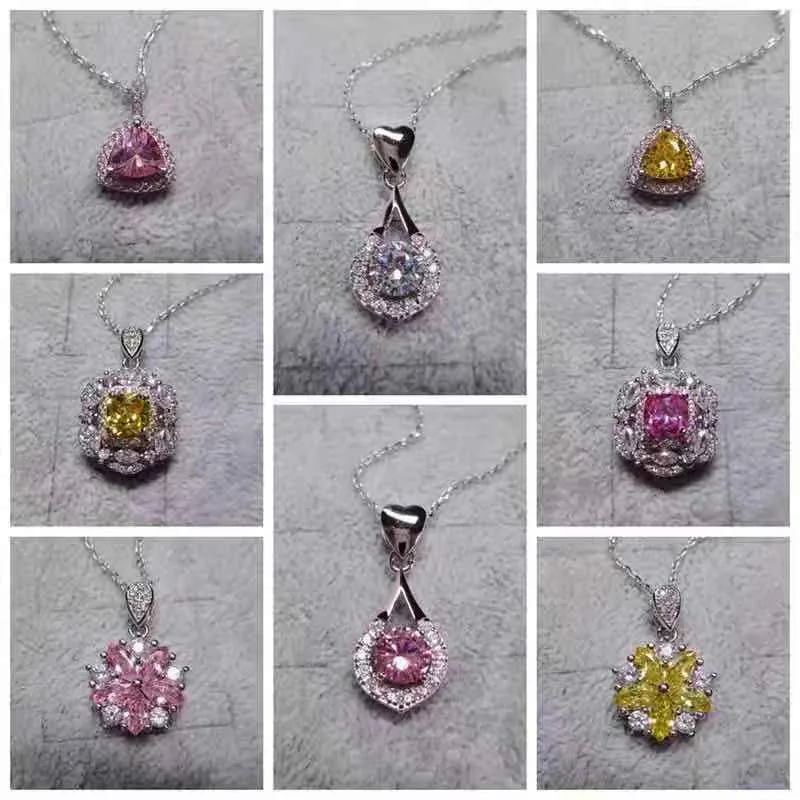 CC Pendants For Women Cubic Zirconia Stone Colorful Wedding Engagement Bridal Fine Jewelry Necklace Pendant No Chain