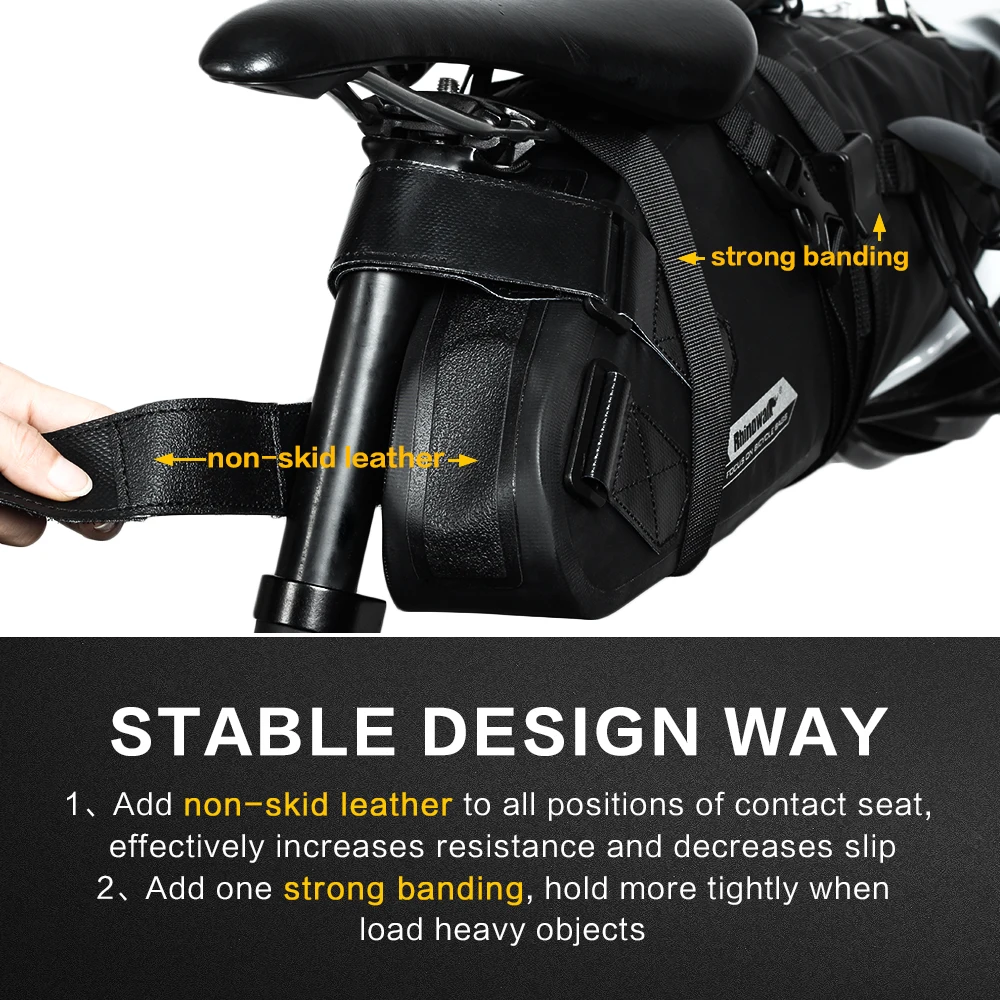 Rhinowalk 5L Bike Waterproof Bicycle Saddle Bag Reflective Large Capacity Foldable Tail Rear Bag Cycling MTB Trunk Pannier