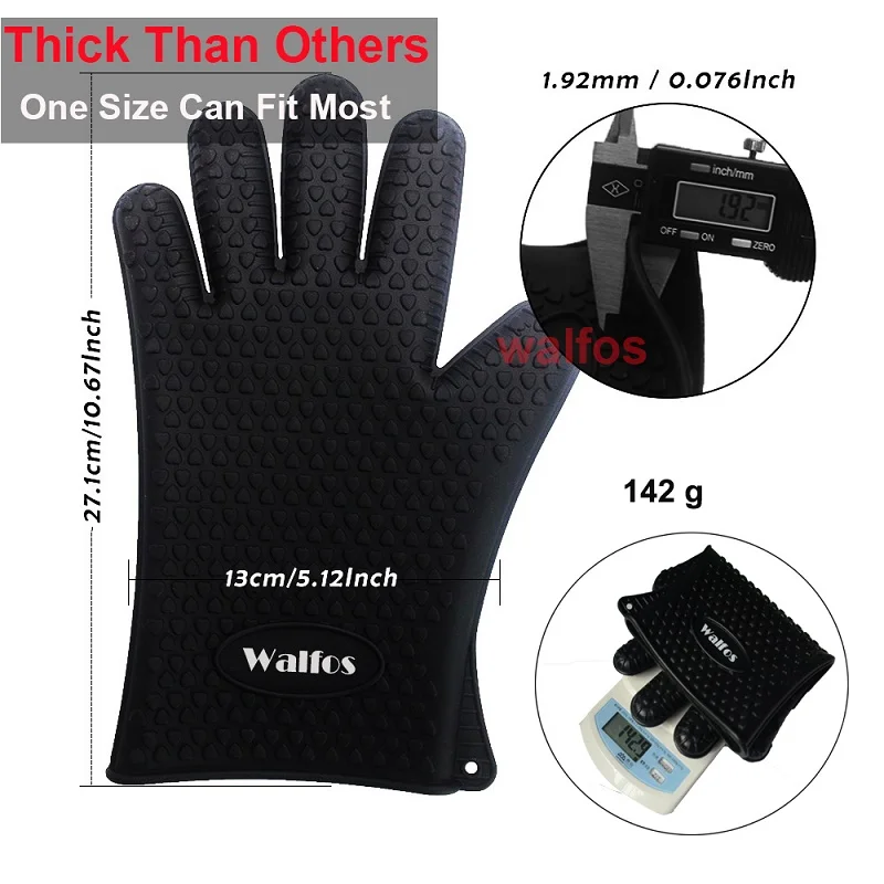 Walfos Silicone Oven Kitchen Glove Heat Resistant Thick Cooking BBQ Grill Glove Oven Mitts Kitchen Gadgets Kitchen Accessories