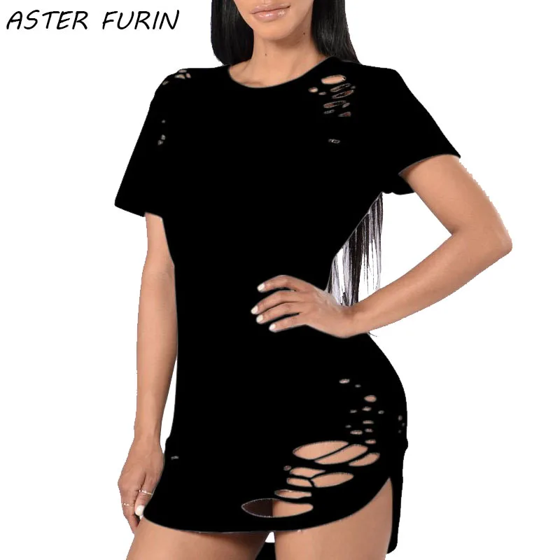 Women Tshirt Dress Choker Deep V-neck Summer Dresses Mini Short Sleeve Casual Ladies Clothing