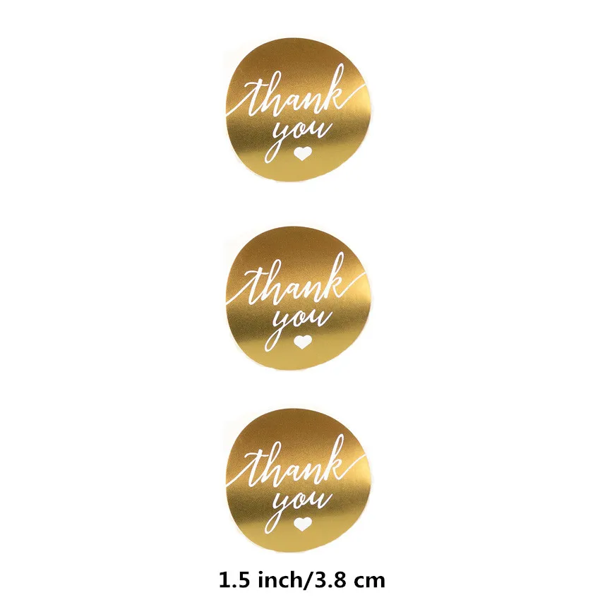 1.5 Inch Round Thank you Stickers Waterproof Handmade Gifts Business Packaging Stickers Envelope Seal Labels Stationery Stickers