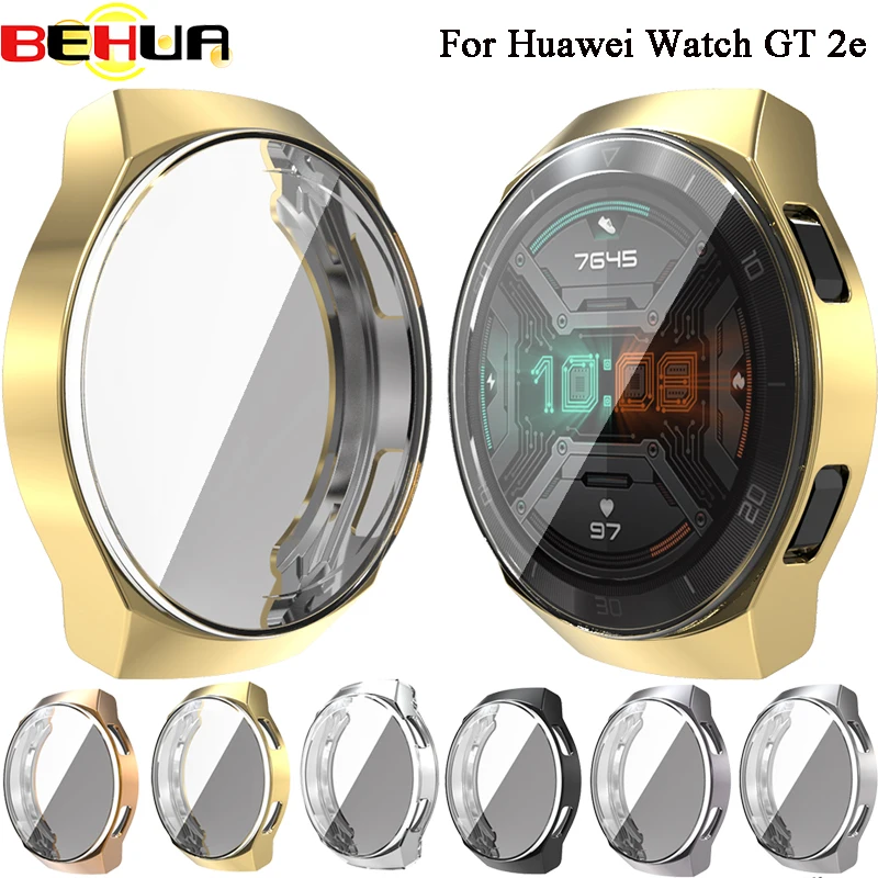 BEHUA สำหรับ Huawei นาฬิกา GT2 E GT 2e ป้องกันพร้อมฟิล์มหน้าจอกรอบใส TPU ชุบกรณี Shell