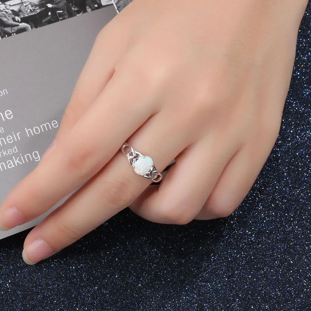 VENTFILLE 925 Sterling Silver Vintage Fashion Setting Opal Stone Gem Ring Dla Kobiet Rozmiar 6-10 Anillos Anel