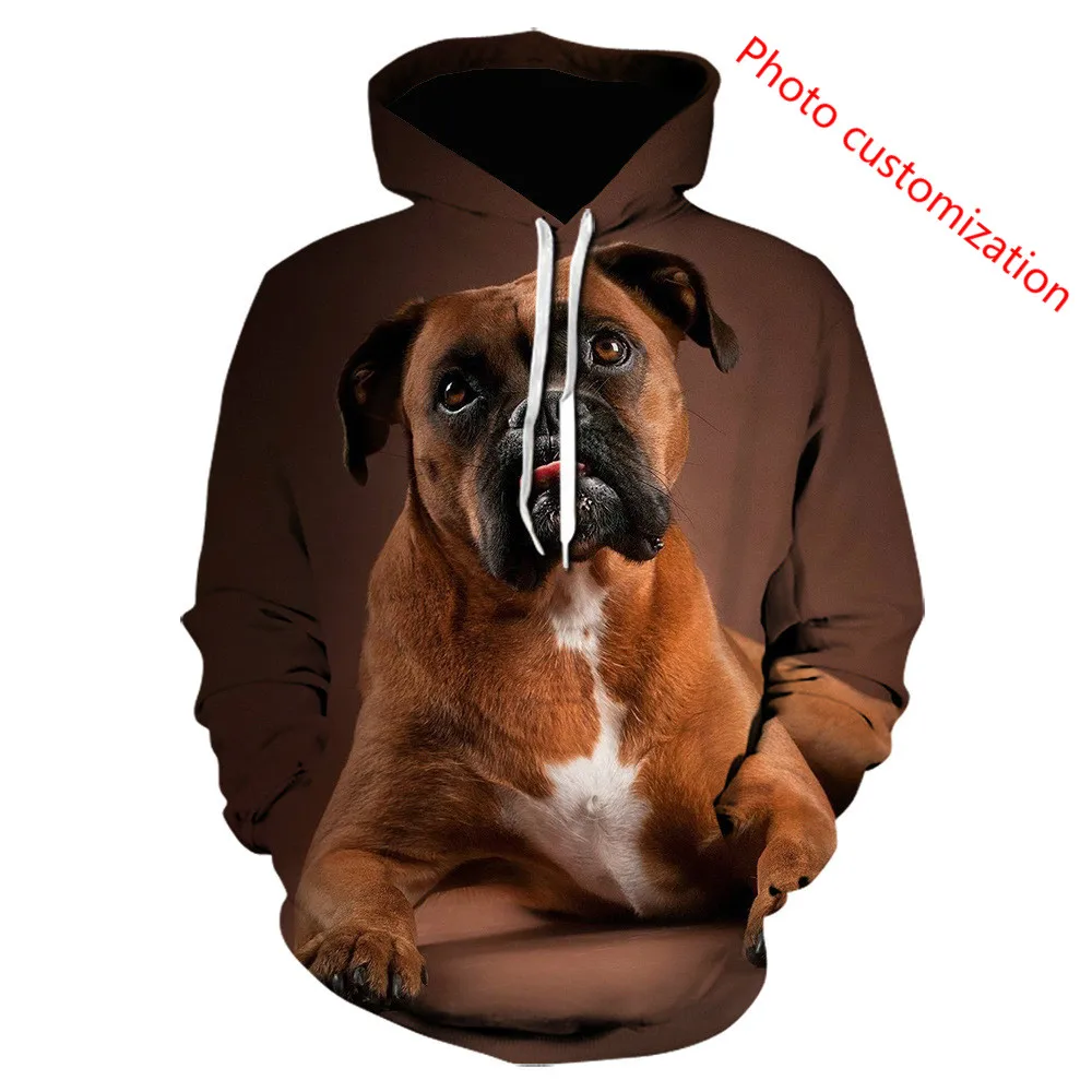 Cute 3D Digital Printing Hoodie, DIY Photo Customization, Autumn and Winter, Pet Dog Series, European and American, Long