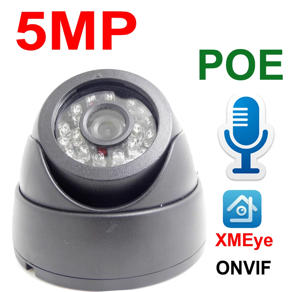 JIENUO-cámara de seguridad Ip HD para interiores, videovigilancia Cctv con visión nocturna, IPCam infrarroja, domo de CCTV, Audio IPC, 5MP