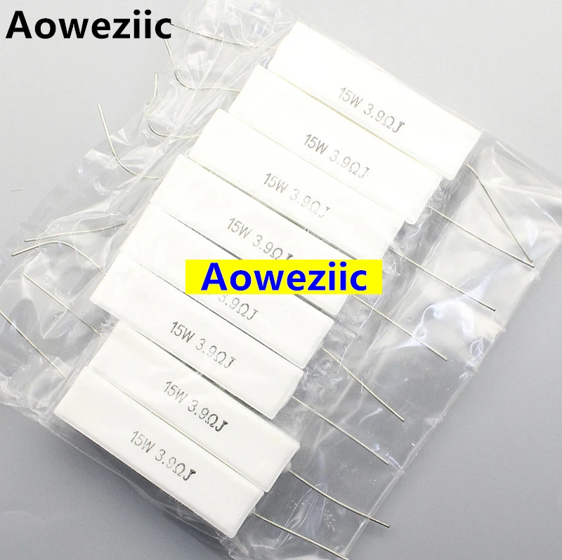 10Pcs 15W3R9J 15W3.9ΩJ RX27 Horizontal cement resistor 15W 3.9 ohm 15W3.9RJ ohm Ceramic Resistance precision 5% Power resistance