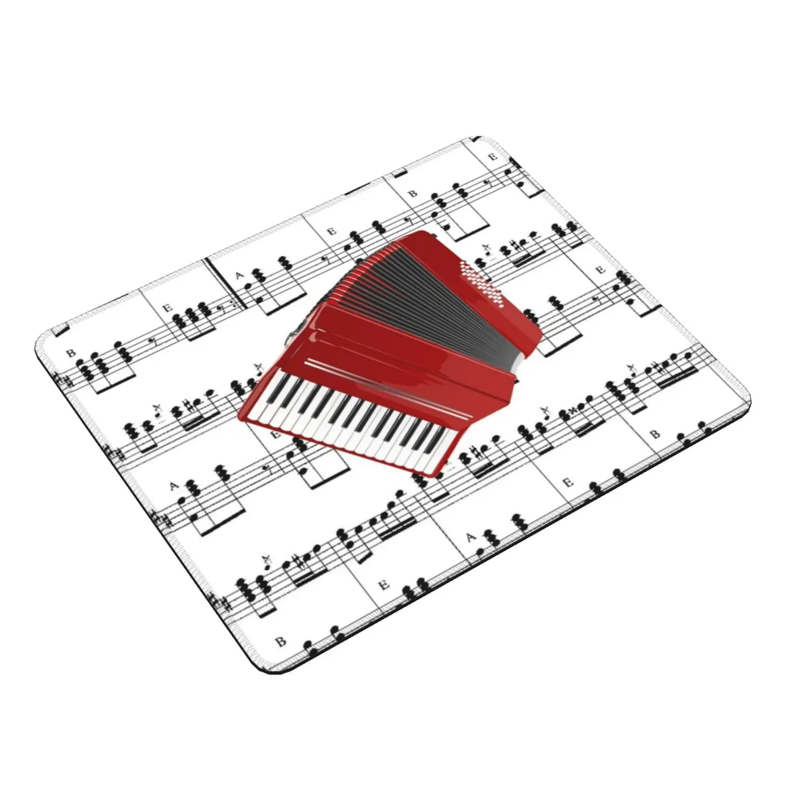 Let's Polka! Red Accordion On Sheet Music Background Mouse Pad DIY Print Music Musical Instrument Red