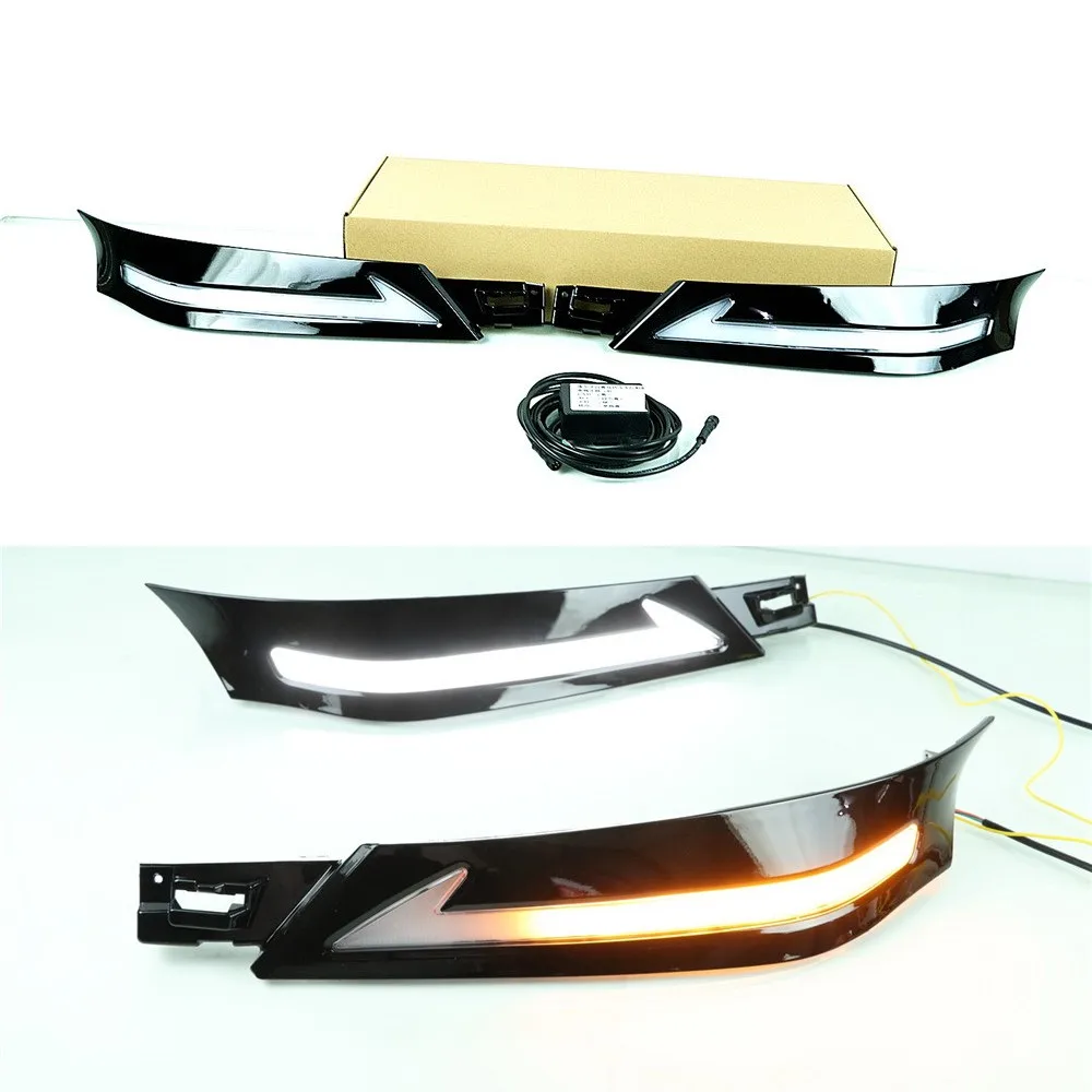 July King LED Daytime Running Lights Case for Toyota Vellfire 2016-2019, LED DRL With Black Cover + Streamer Yellow Turn Signals