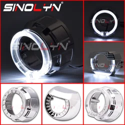 Sinolyn LED Angel Eyes Headlight Lens Shrouds Bezels For 1.8/2.0 H1 Bi Xenon Projector Lens Dust Bezels Retrofit Accessories DIY