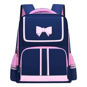 Детский ортопедический рюкзак для начальной школы, водонепроницаемая розовая школьная сумка из ткани «Оксфорд», с милым бантом для мальчиков и девочек