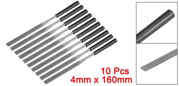 Uxcell 10Pcs Sekunde Schnitt Stahl Flache Nadel Datei mit Kunststoff Griff für Metallbearbeitung Holzbearbeitung 4mm x 160mm