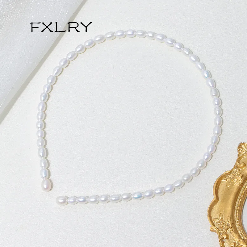 FXLRY Handmade Natural Freshwater Pearl Cute Headband Hair Hoops Holder Ornament Head Band,Female Fashion Hair