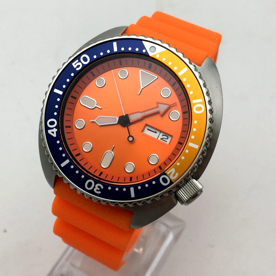 45MM diving watch automatic mechanical men's watch NH36A movement aseptic orange dial silver case orange strap PARNSRPE B0001