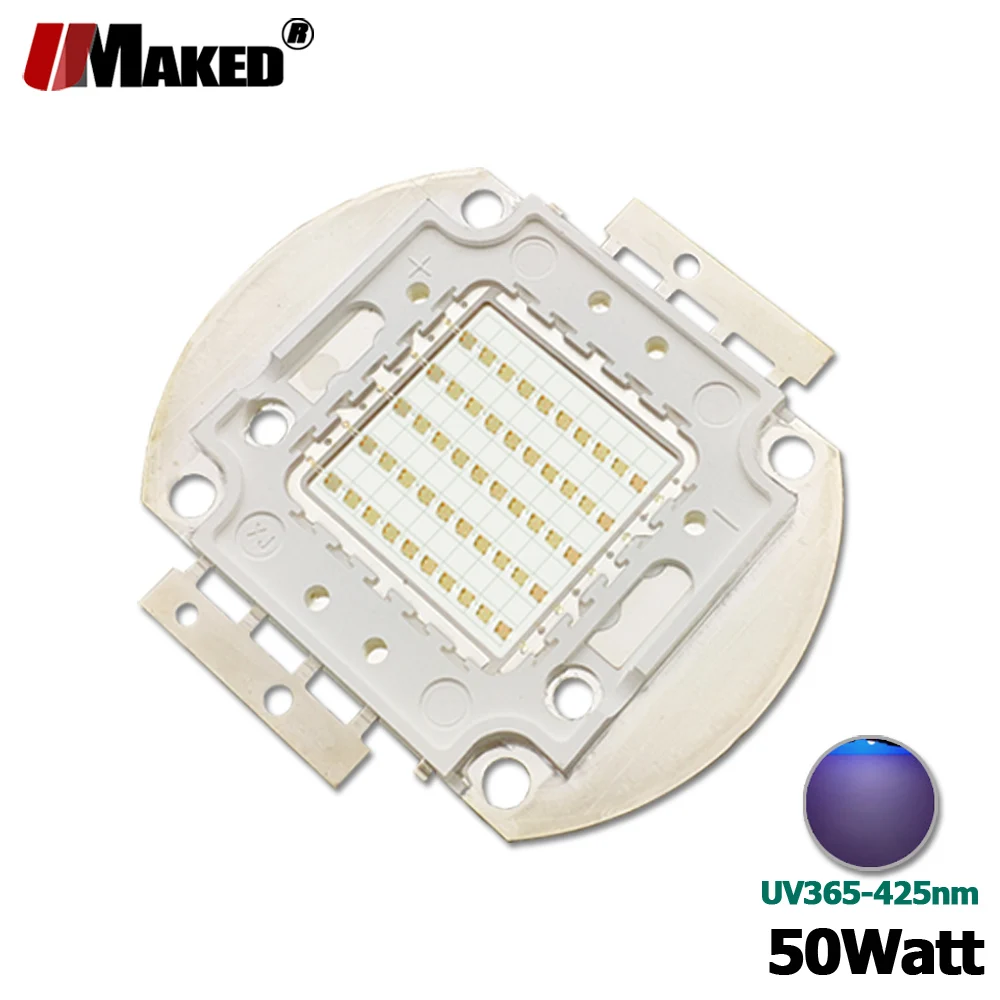 High Power LED Chip 50W 30-34V 1500mA Purple Light Ultraviolet UVA 365-370-380-395-400-410-425nm SMD COB Doide LED Light Beads