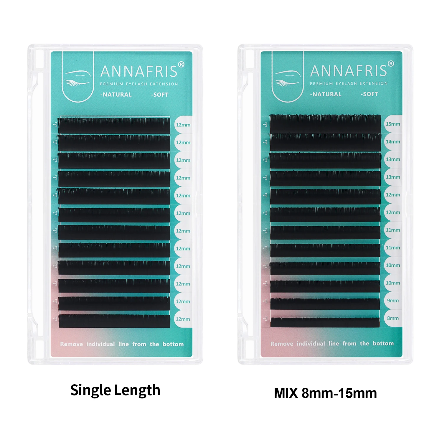 ANNAFRIS Flat Ellipse Extension Eyelashes 8-15mm MIX Length Matte Split Tips Premium Individual Mink False Lashes Cilios Postiço