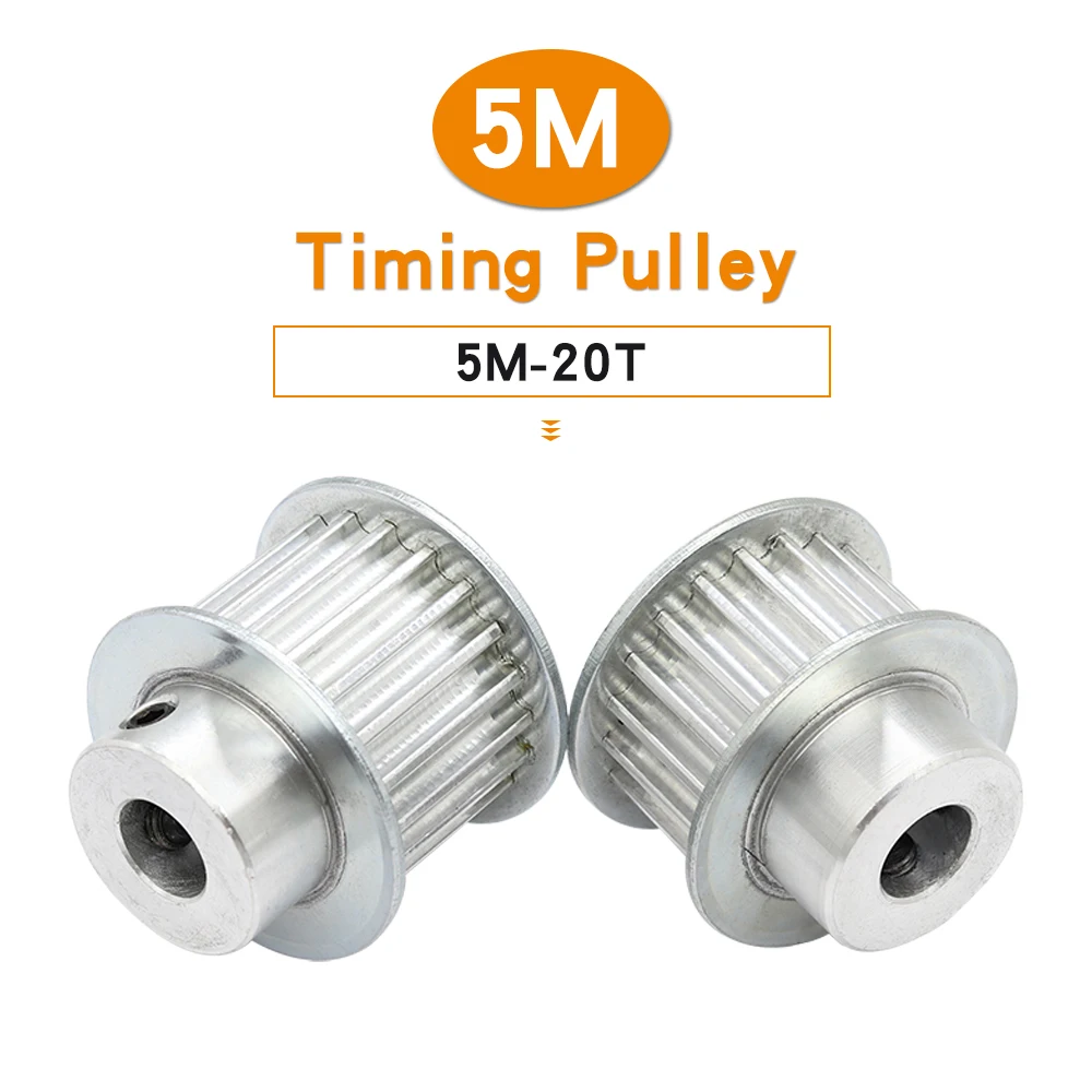 

Timing Pulley 5M-20T Bore Size 6/6.35/8/10/12/12.7/14/15/16/17 mm Aluminium Alloy Belt Pulley For Width 15/20 mm Timing Belt